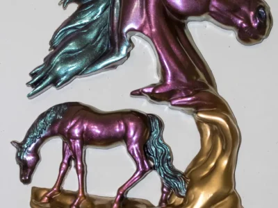 Cheval et son poulain à poser ou à fixer au mur