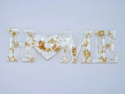 création en résine époxy décoration murale Home intégration de feuille d'or - Résin'émoi