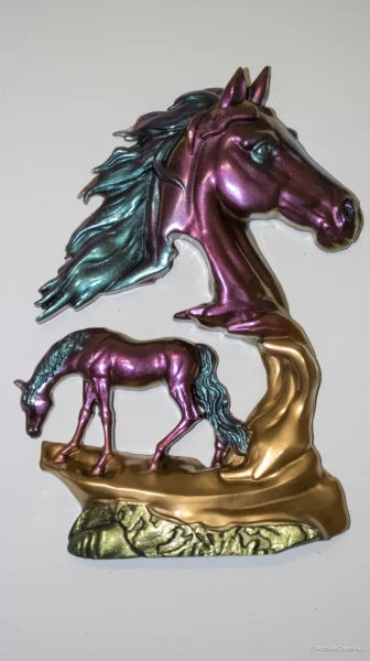 Cheval et son poulain à poser ou à fixer au mur